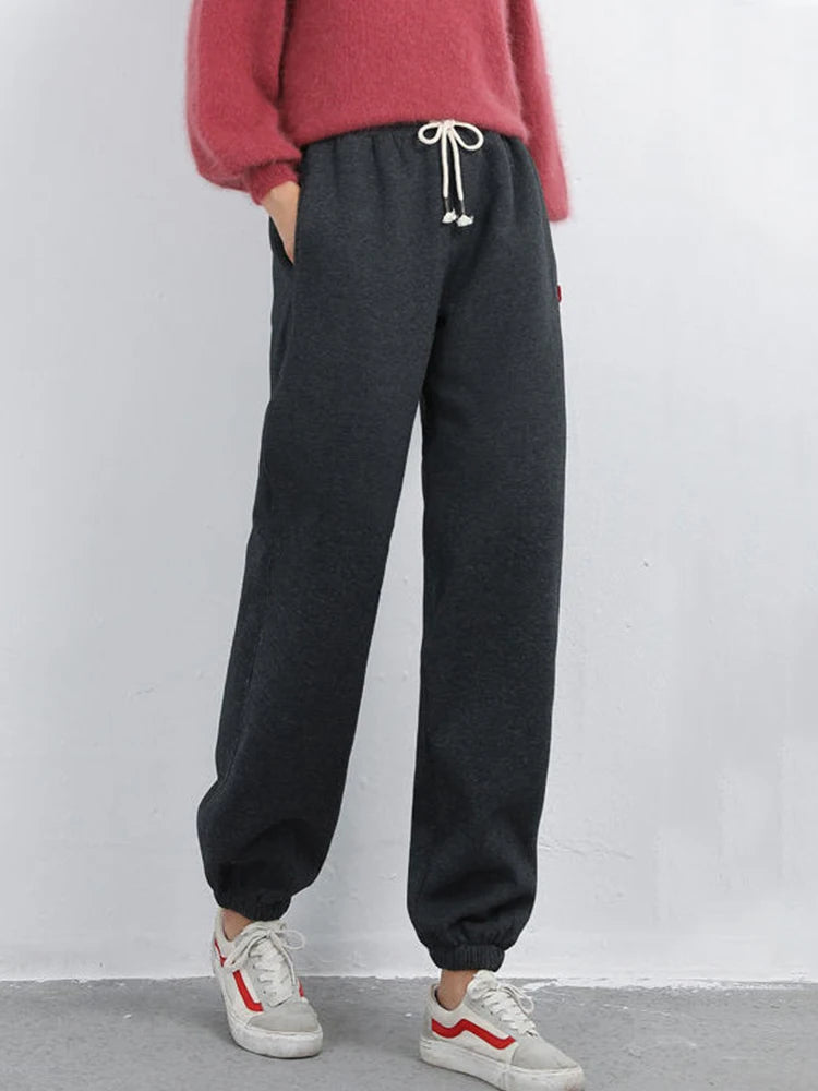 Women Warm Fleece Plus Size Long Thicken Pants