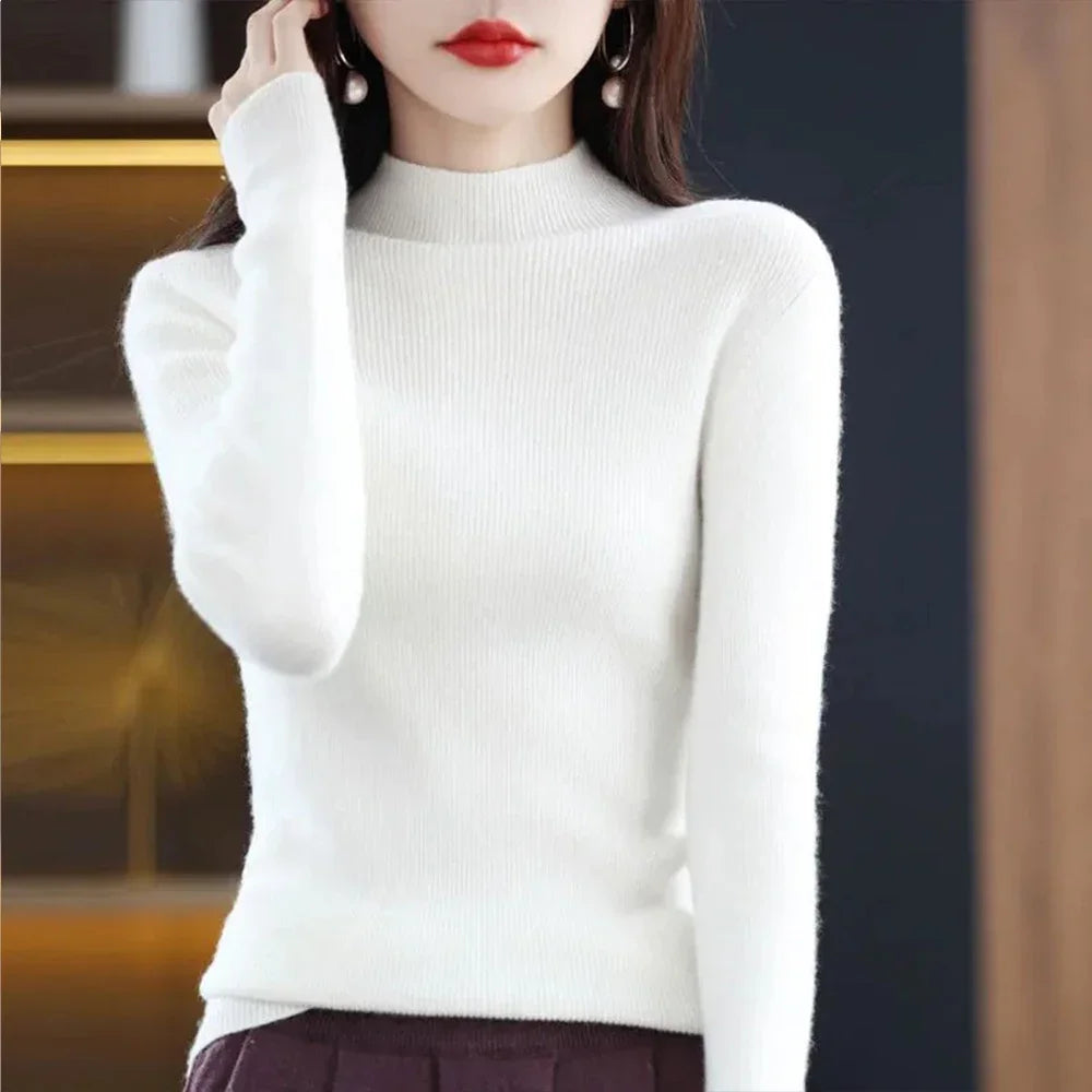 Pleated Pullover Sweater For Women Long-Sleeve