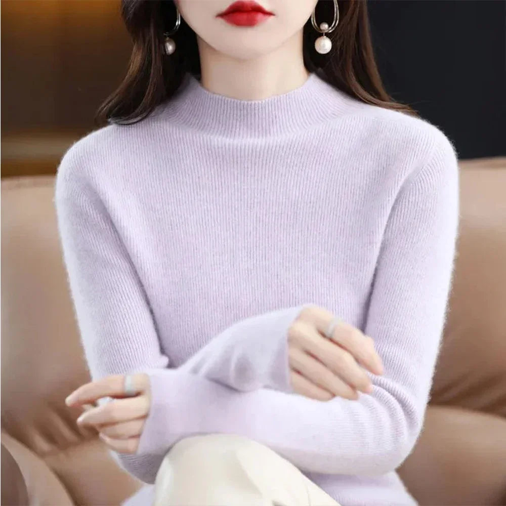 Pleated Pullover Sweater For Women Long-Sleeve