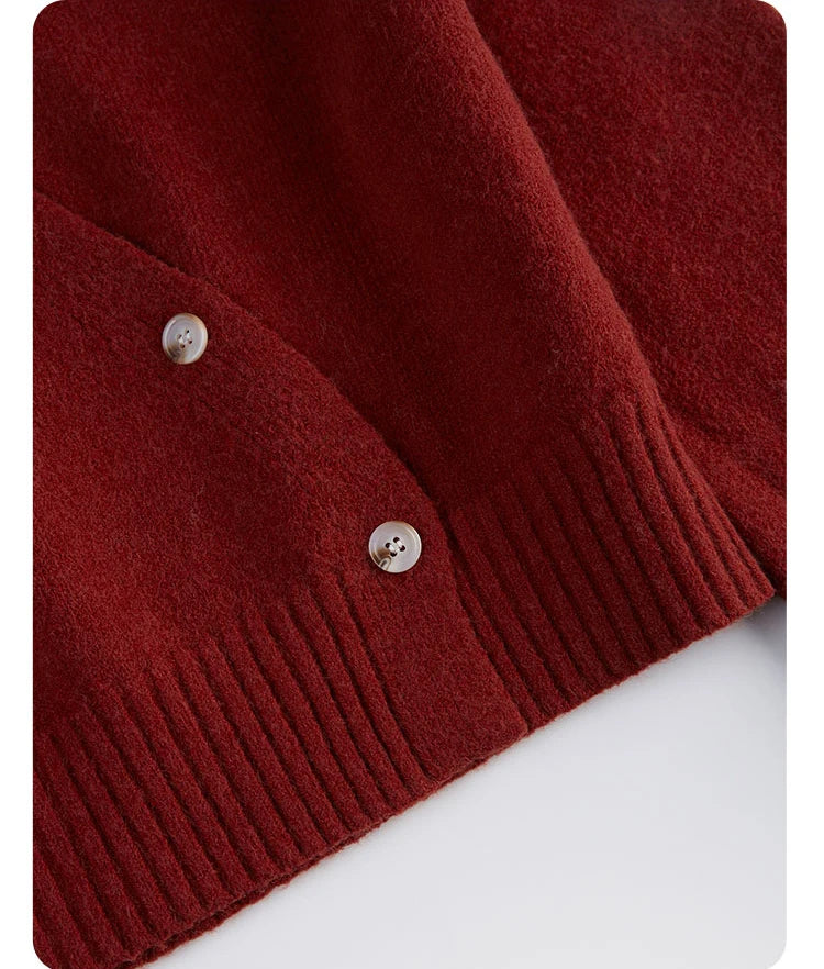 Autumn Winter Skew Button V-neck Cardigan