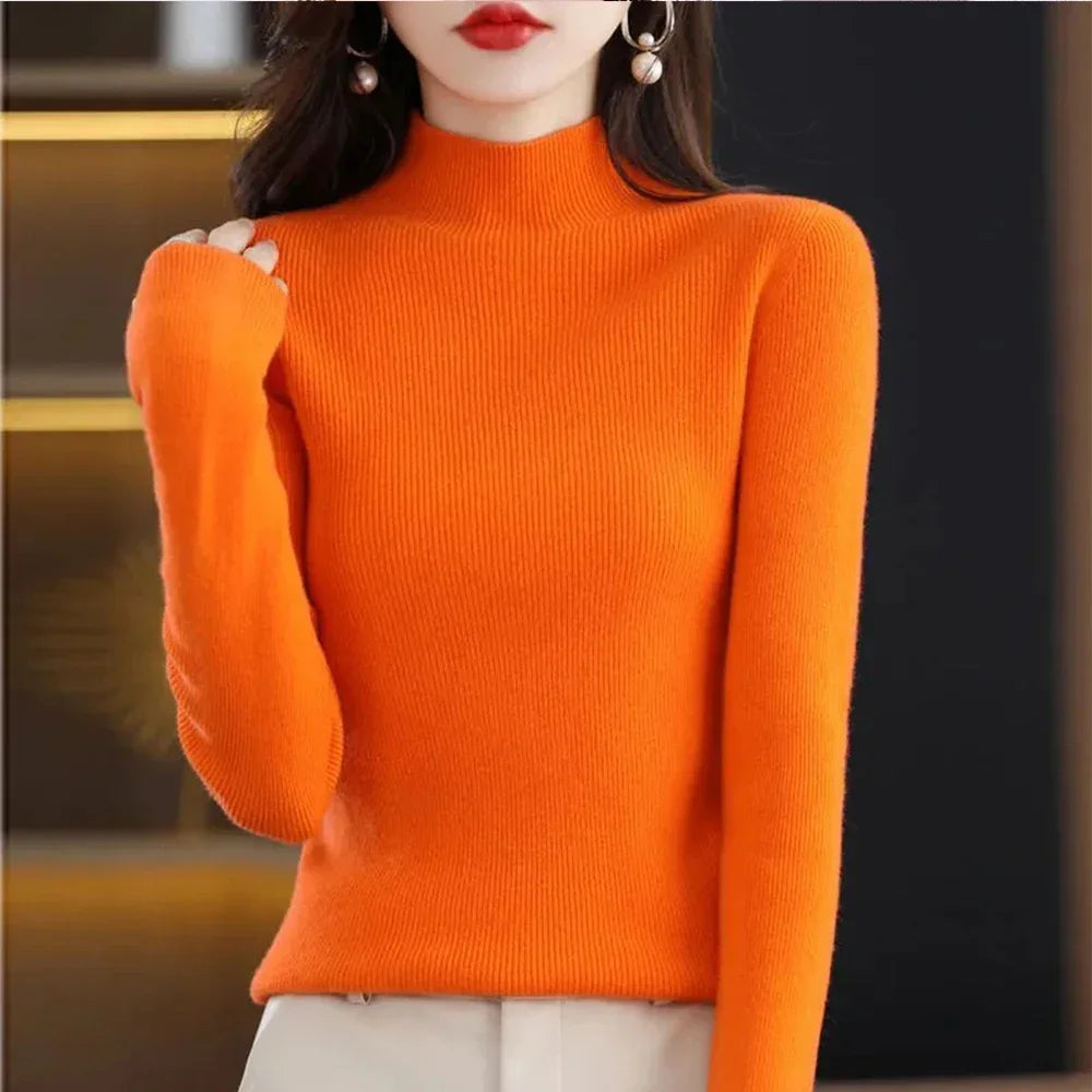 Pleated Pullover Sweater For Women Long-Sleeve