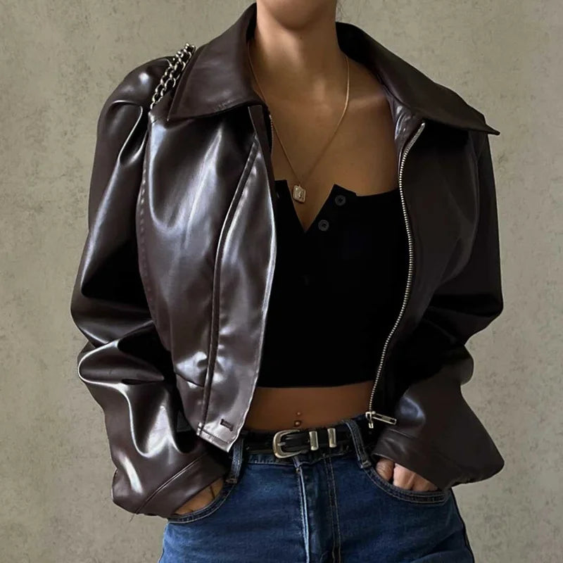 Faux Leather Short Jacket