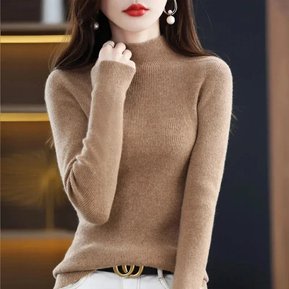 Pleated Pullover Sweater For Women Long-Sleeve