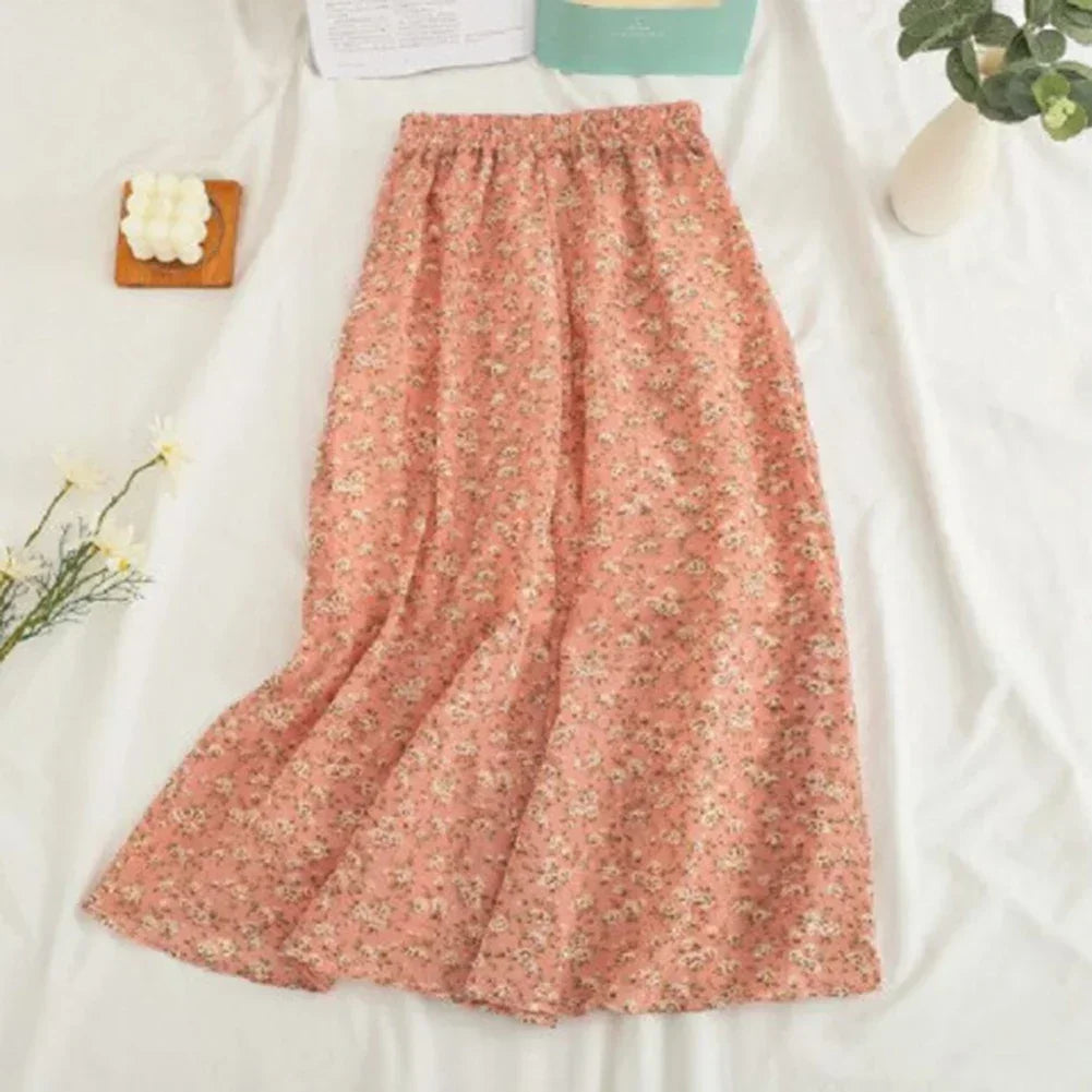 Korean Vintage Floral Slim Versatile Highwaist Skirt