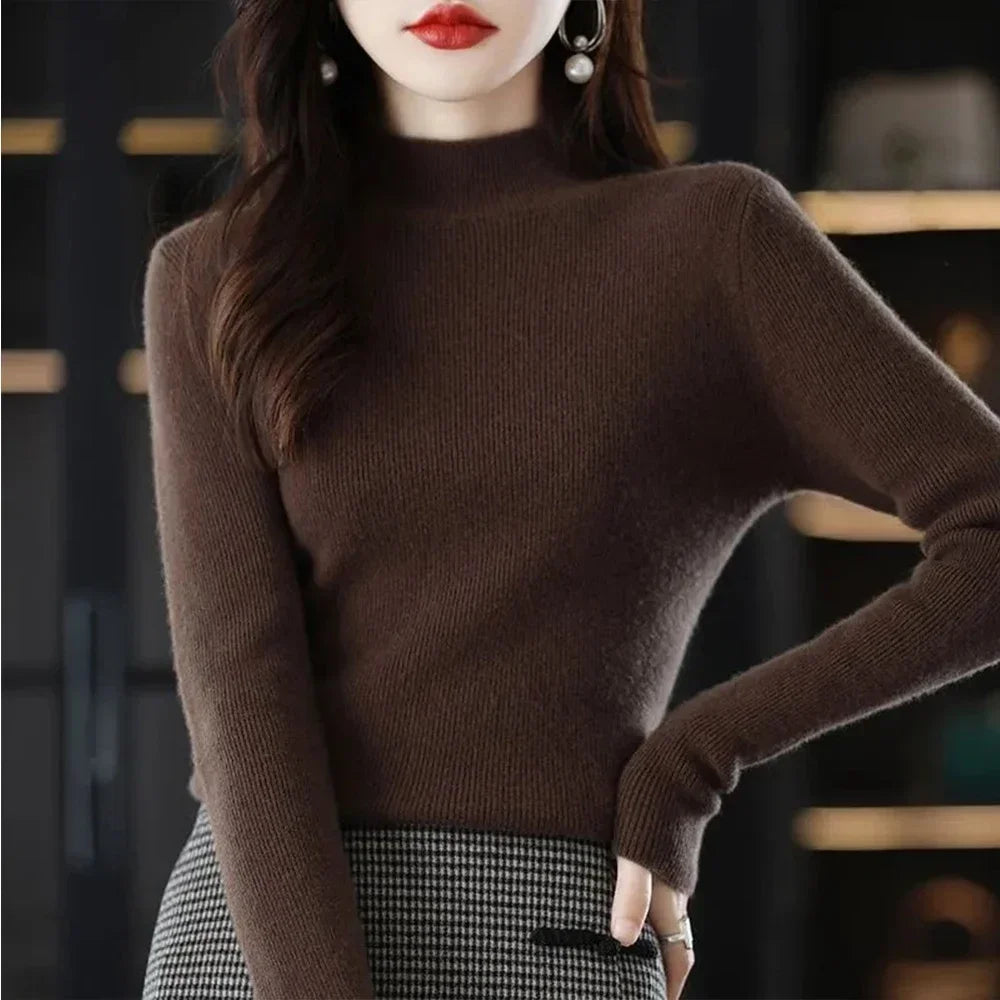 Pleated Pullover Sweater For Women Long-Sleeve