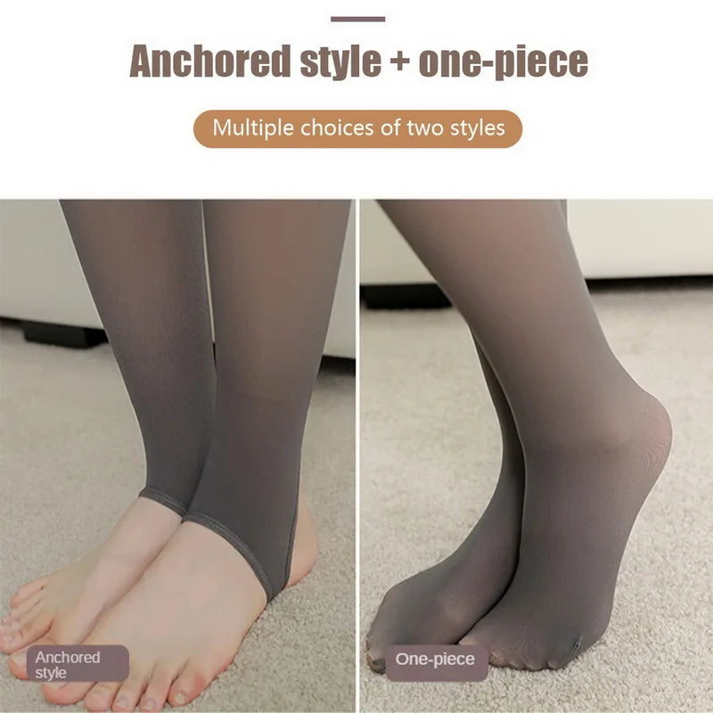 Women Thermal  Tights High Waist Translucent Pantyhose Thick Elastic skin effect Plus Legging