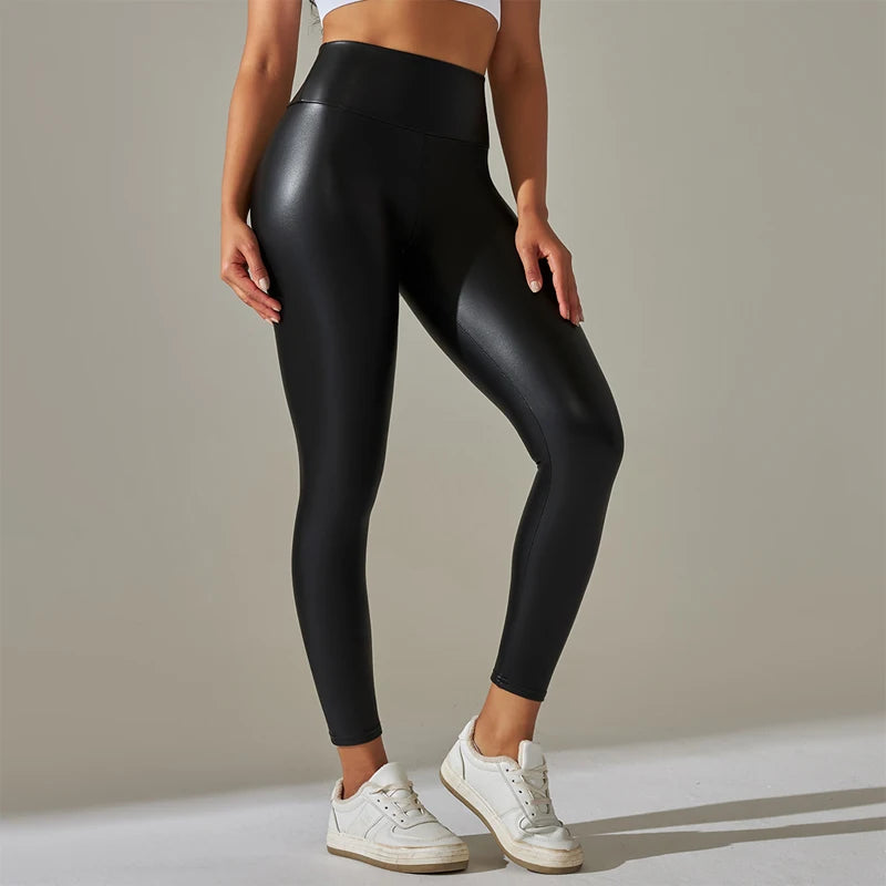 Women High Waisted PU Leather leggings