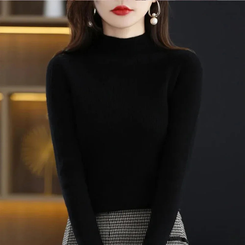 Pleated Pullover Sweater For Women Long-Sleeve