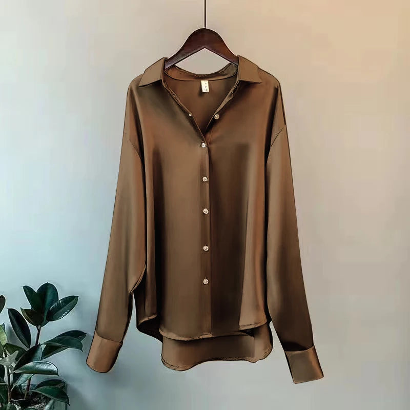 Korean Long Sleeve Lapel Button Elegance Shirt