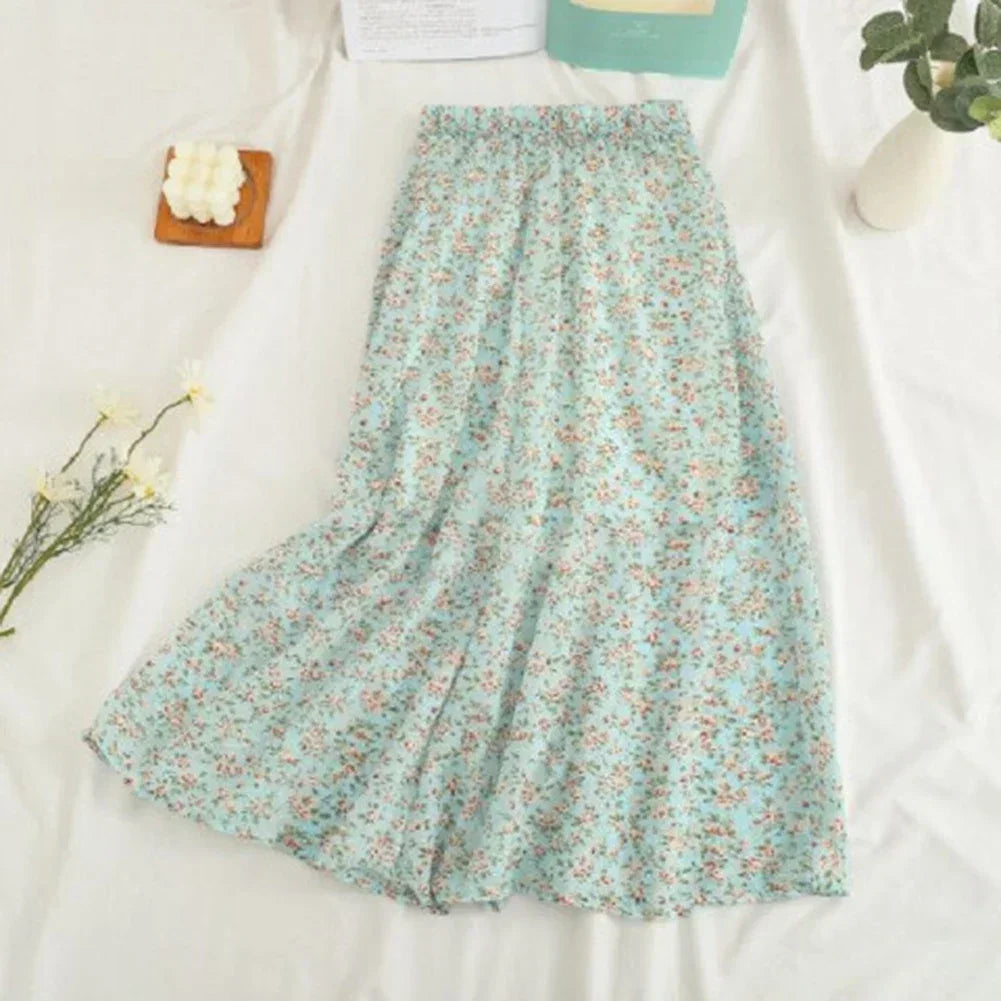 Korean Vintage Floral Slim Versatile Highwaist Skirt