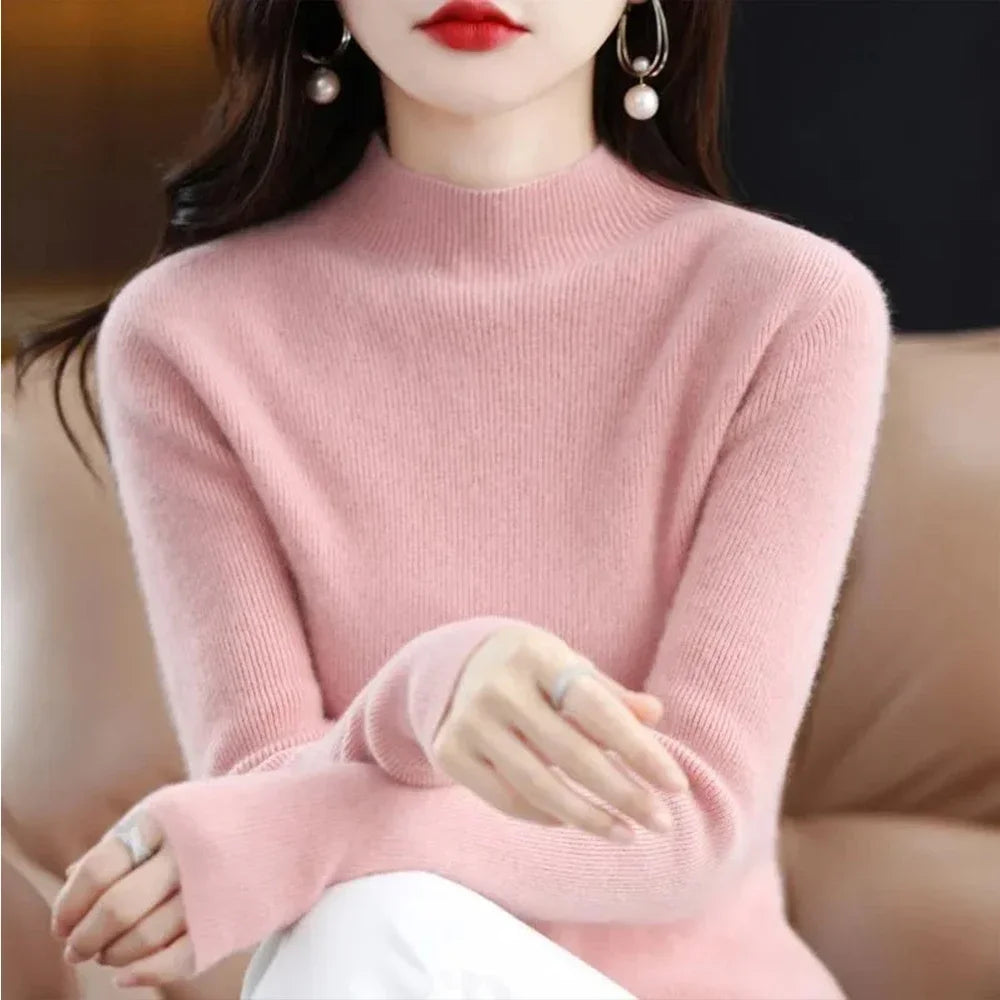 Pleated Pullover Sweater For Women Long-Sleeve