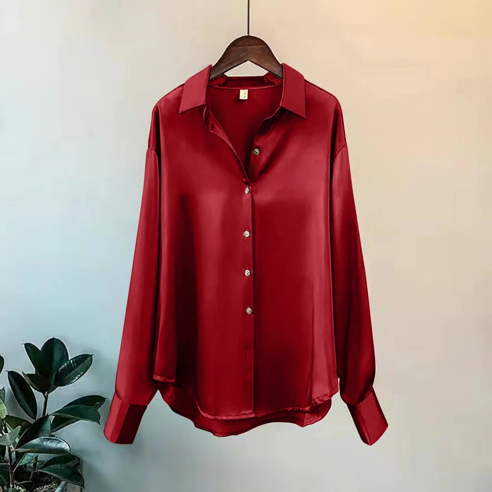 Korean Long Sleeve Lapel Button Elegance Shirt