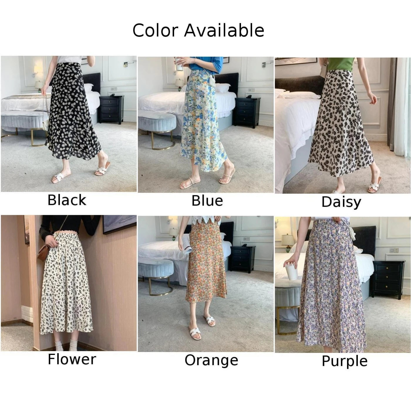 Vintage Floral A-line Pleated Long Skirt