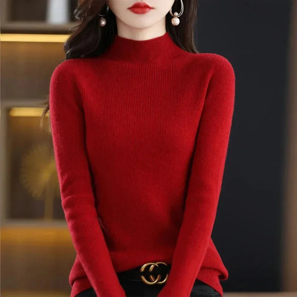 Pleated Pullover Sweater For Women Long-Sleeve