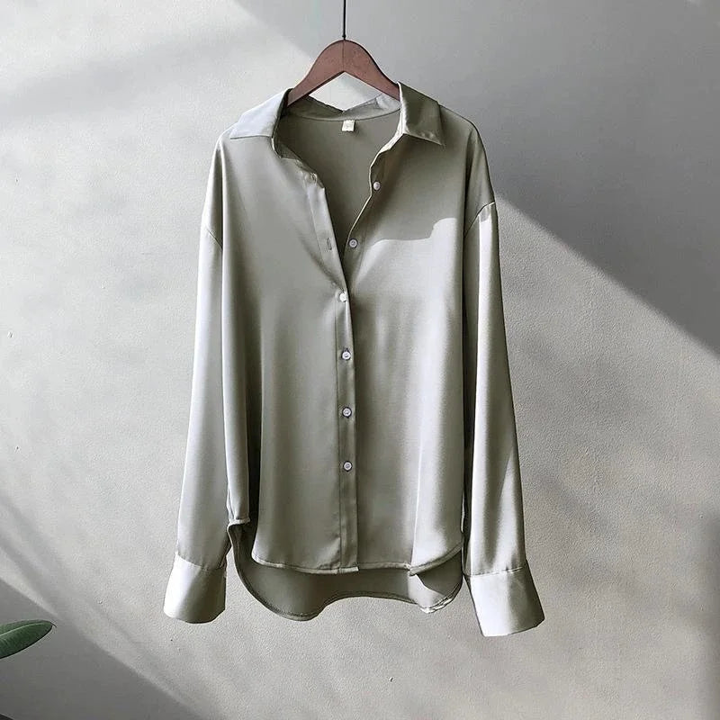 Korean Long Sleeve Lapel Button Elegance Shirt