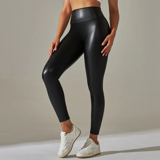 Women High Waisted PU Leather leggings