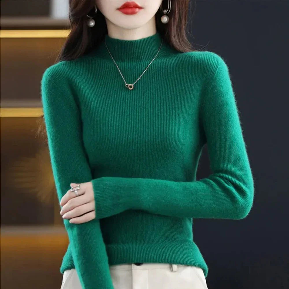 Pleated Pullover Sweater For Women Long-Sleeve