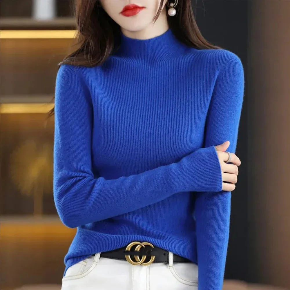 Pleated Pullover Sweater For Women Long-Sleeve