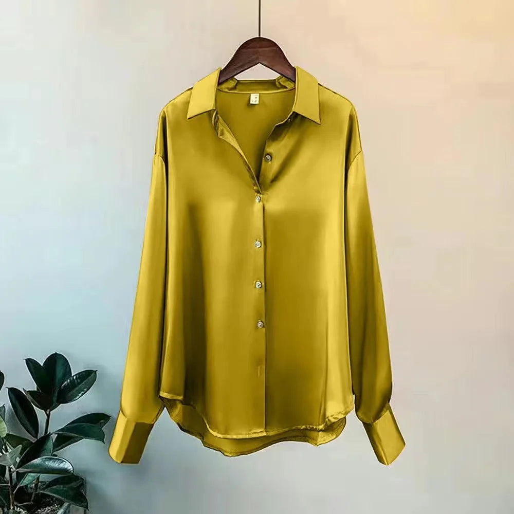 Korean Long Sleeve Lapel Button Elegance Shirt