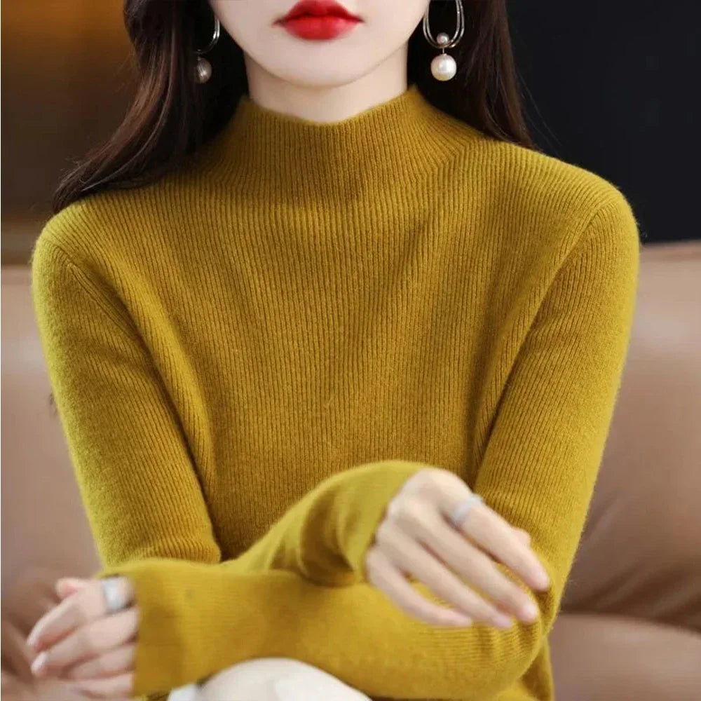 Pleated Pullover Sweater For Women Long-Sleeve