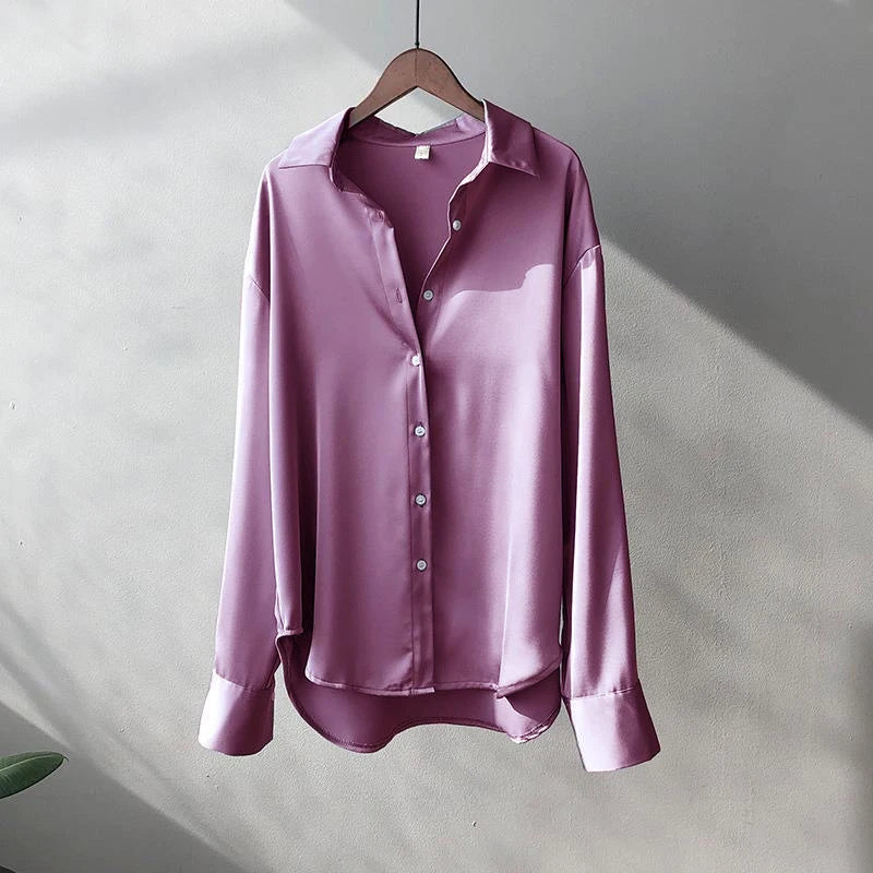 Korean Long Sleeve Lapel Button Elegance Shirt