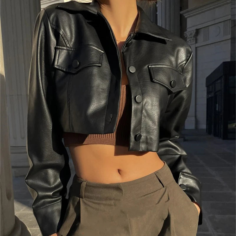 Faux Leather Short Jacket