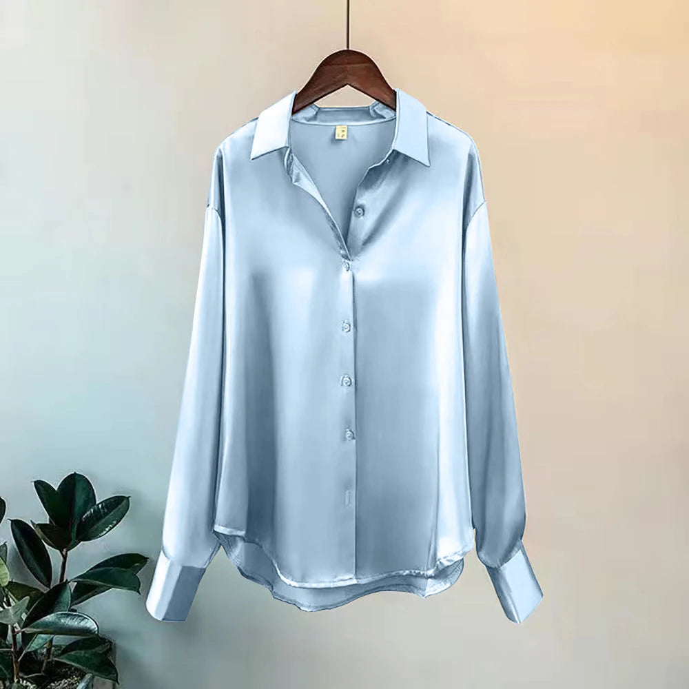 Korean Long Sleeve Lapel Button Elegance Shirt